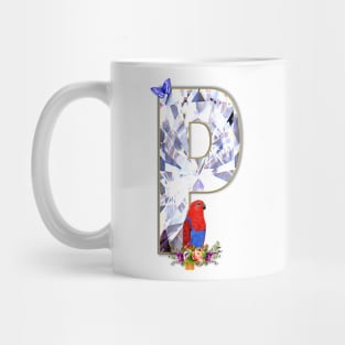 Name Initial Letter P and Eclectus Parrot Mug